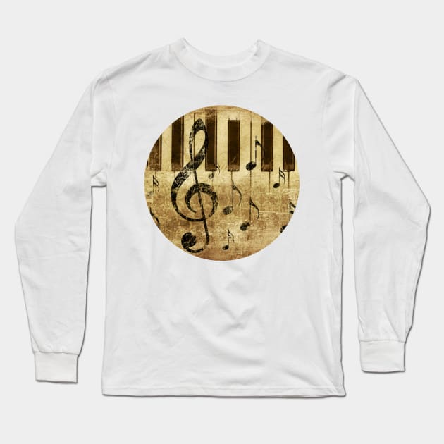 Music notes and piano keys Long Sleeve T-Shirt by AnnArtshock